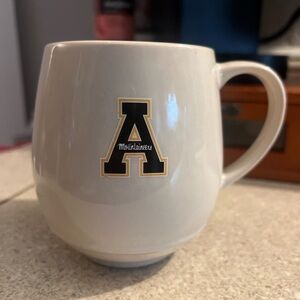 White Ceramic Mug with Black and Gold Lettering Appalachian State